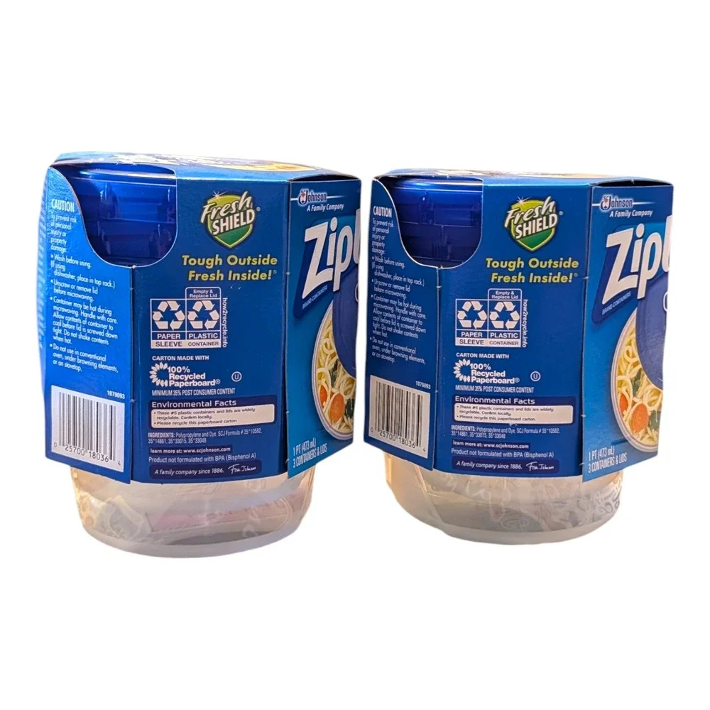 Ziploc Twist 'n‎ Loc Small Round Containers 16oz 2-Pack (6 Total) NEW